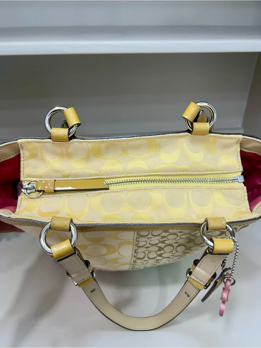 Coach Spring Y2K Signature Pastel Patchwork Turnlock Gallery Tote Shoulder Bag